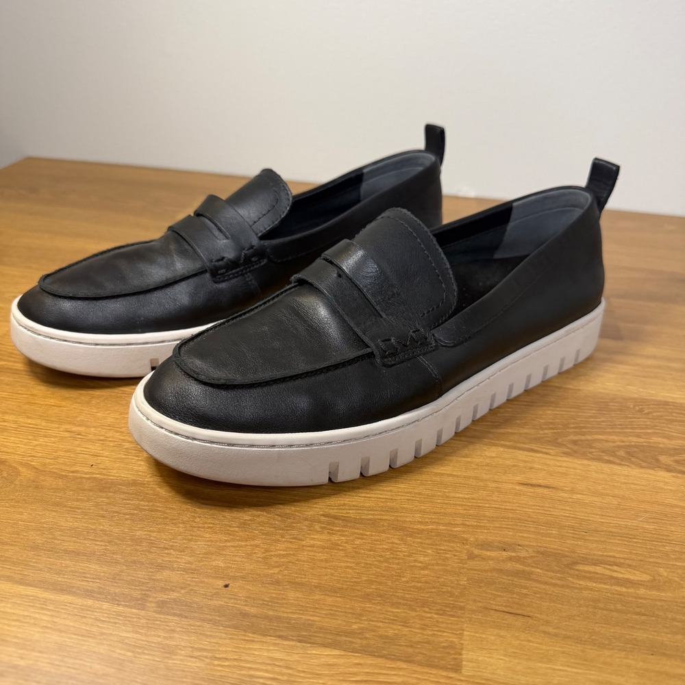 Vionic Uptown Black Leather Platform Penny Loafers Womens 9.5 Sneakers